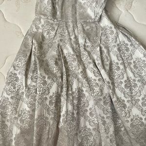 Silver strapless dress for holiday parties